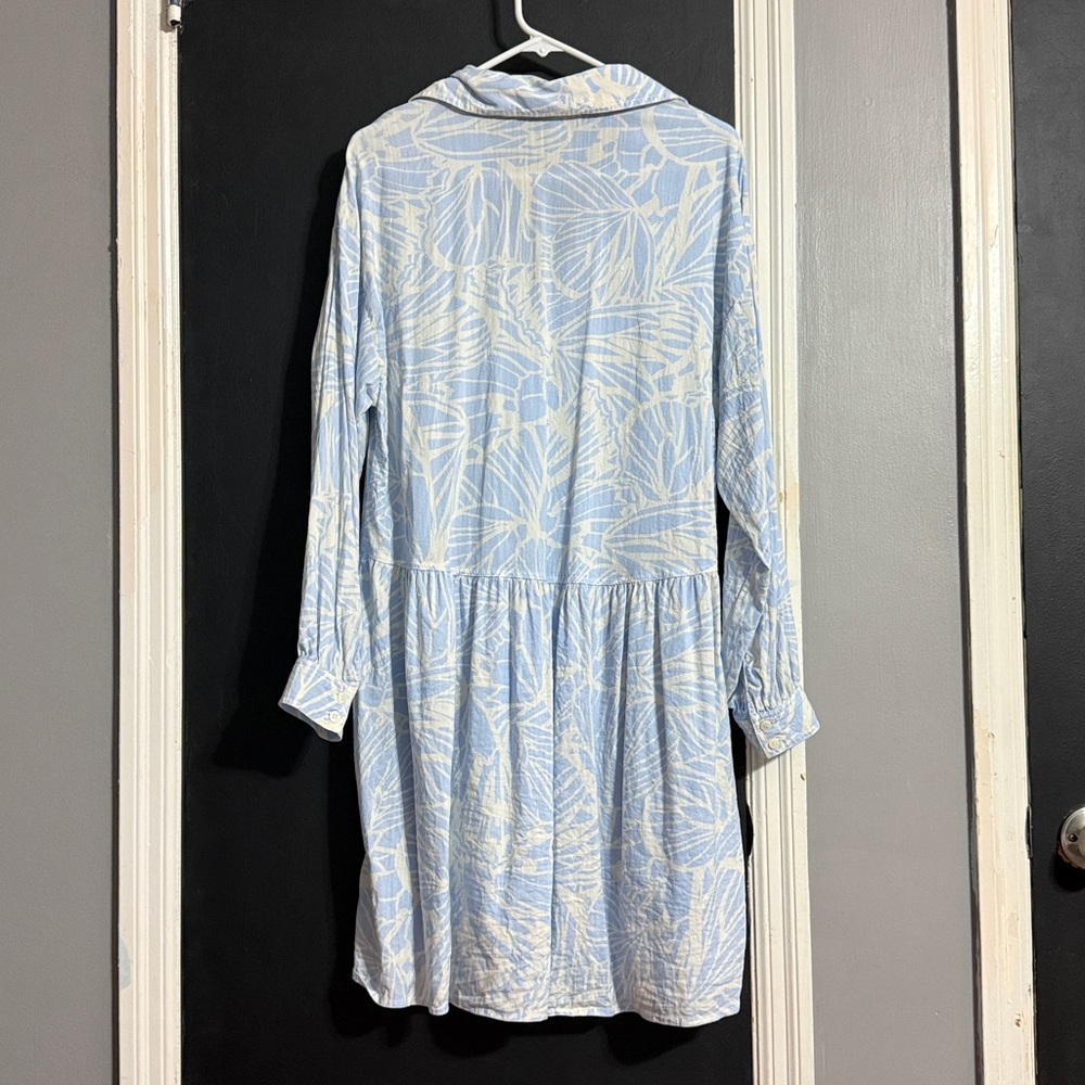 H&M Semi Sheer Print Long Sleeve Oversized Babydoll Dress Size: S - Picture 4 of 5
